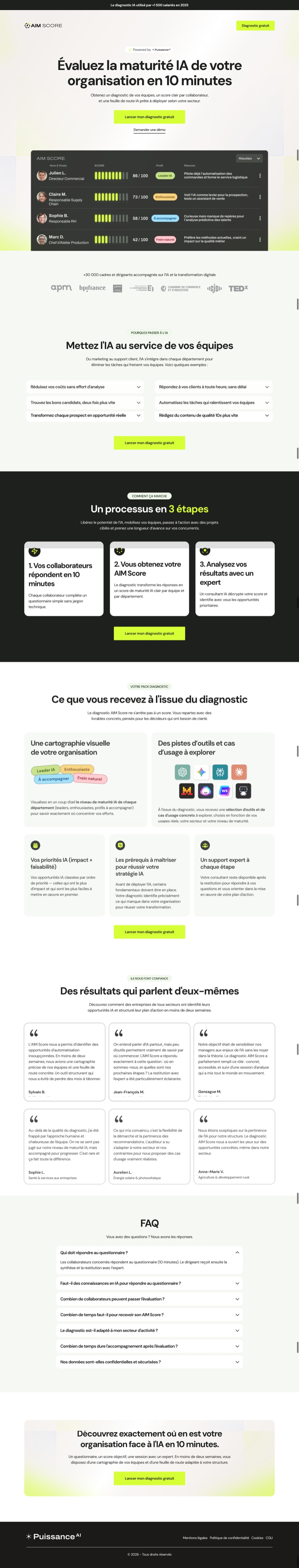 Puissance AI — diagnostic IA AIM Score